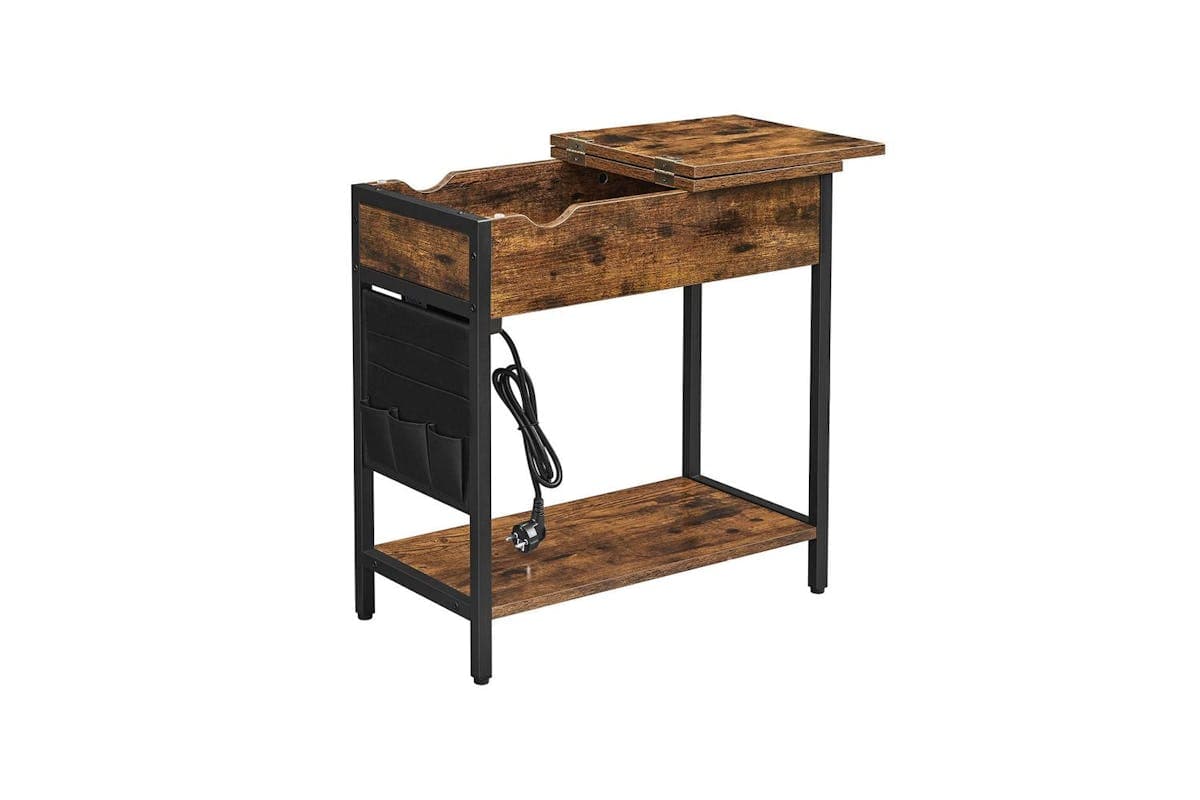 Vasagle End Table | Side Table | Rustic Brown And Black | 60 X 31.5 X 60 Cm