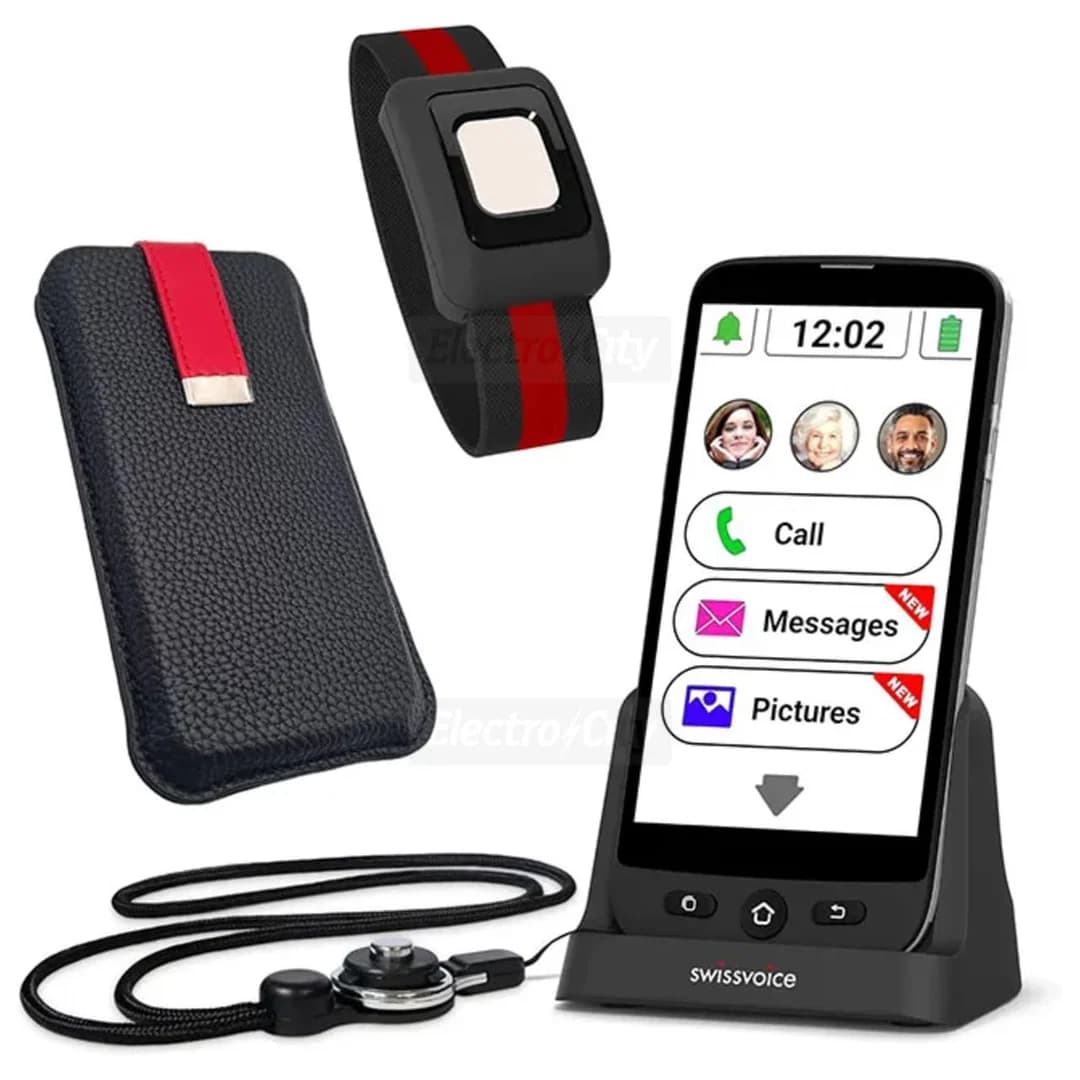 Swissvoice Senior Smartphone with Charging Dock &amp; Emergency Bracelet