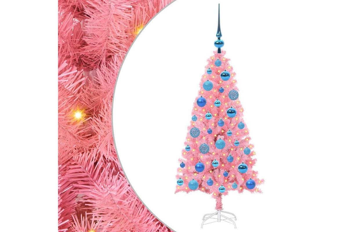 Vidaxl Christmas Tree With 150 Leds With Stand Pink 120 Cm Pvc