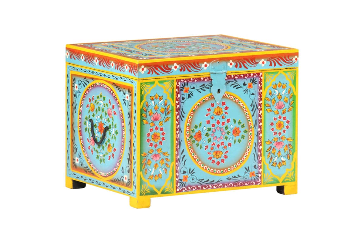 vidaXL 323540 Hand Painted Storage Box 50x40x40cm Solid Mango Wood