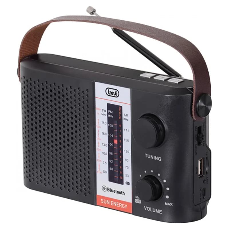Trevi RA 7F25 BT Solar-Powered Multi-Band Portable Radio - Black | 026671