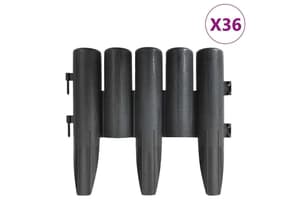 Vidaxl 314681 Lawn Edgings 36 Pcs Anthracite 10 M Pp