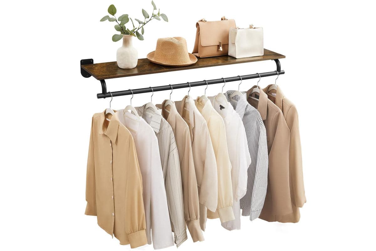 Songmics Clothes Rack | Wall Mounted Coat Rack | Steel & Particleboard | 109cm