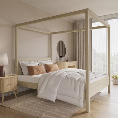 King Size Four Poster Bed Frame in Oak - Victoria
