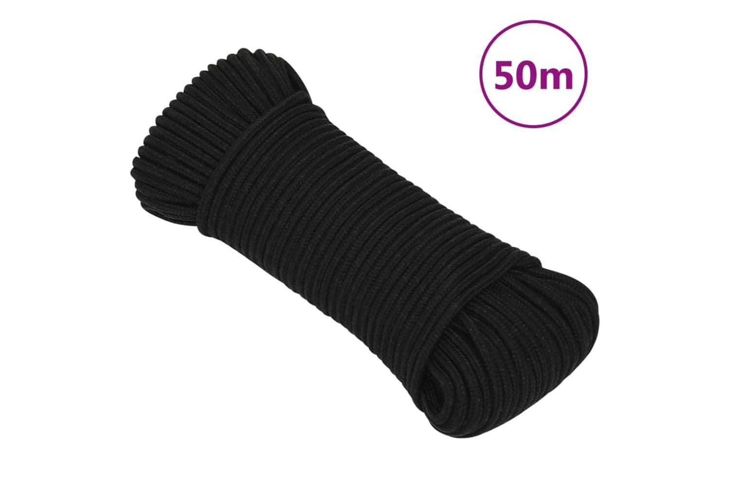 vidaXL 152798 Work Rope Black 3mm 50 M Polyester