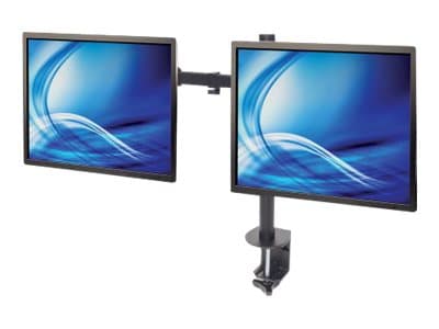 MANHATTAN - TV & Monitor Mount, Desk, Full Motion, 2 Screens, Screen Sizes: 10-27", Black, Clamp Assembly, Dual Screen, VESA 75x75 to 100x100mm, Max 8kg (each), Lifetime Warranty mounting kit - for 2 LCD displays - black
