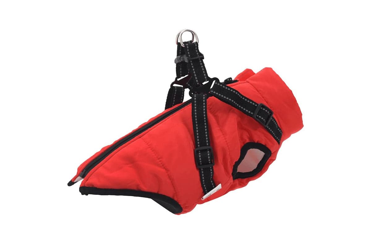 Dog Coat With Harness Waterproof Reflective Red S