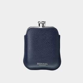 Hip Flask & Pebbled Leather Pouch 5oz