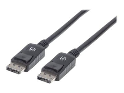 MANHATTAN - DisplayPort 1.2 Cable, 4K@60hz, 1m, Male to Male, With Latches, Fully Shielded, Black, Lifetime Warranty, Polybag - DisplayPort cable - DisplayPort to DisplayPort - 1 m
