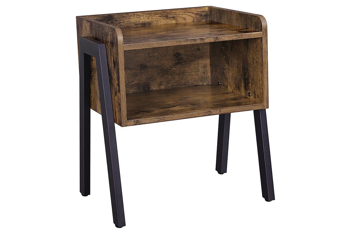 Vasagle End Side Coffee Table with Open Front Storage Compartment | Vintage Brown/Black