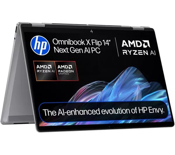 HP OmniBook X Flip NGAI 14" 2 in 1 Laptop - AMD Ryzen AI 7, 1 TB SSD, Meteor Silver