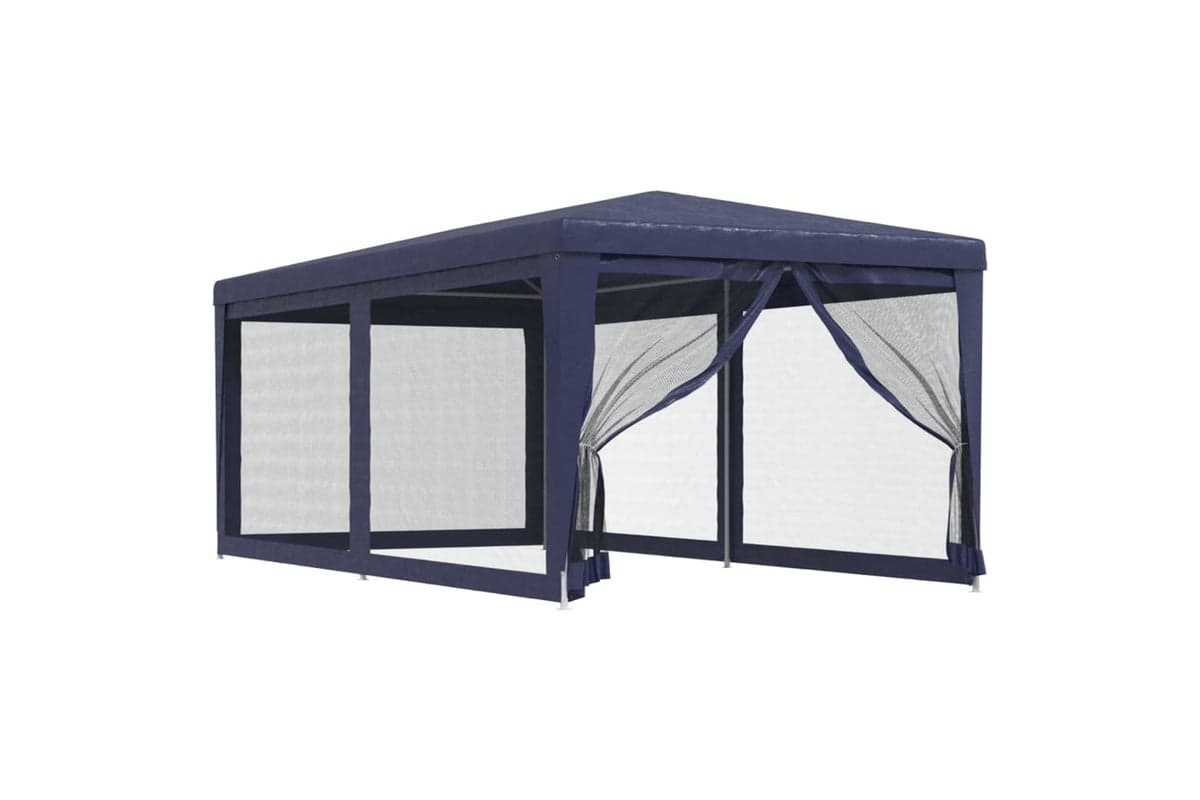 Vidaxl 319237 Party Tent With 6 Mesh Sidewalls Blue 3x6 M Hdpe