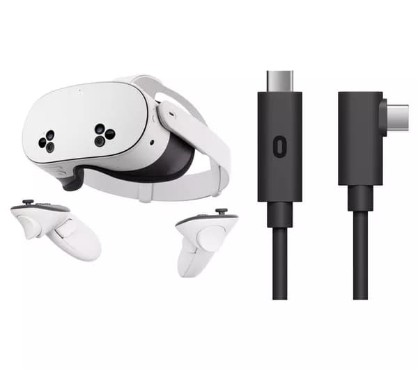 META Quest 3S Virtual Reality Headset 256 GB & Quest Link Cable USB Type-C Bundle