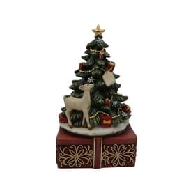 Christmas Tree with White Deer Musical Figurine 19cm