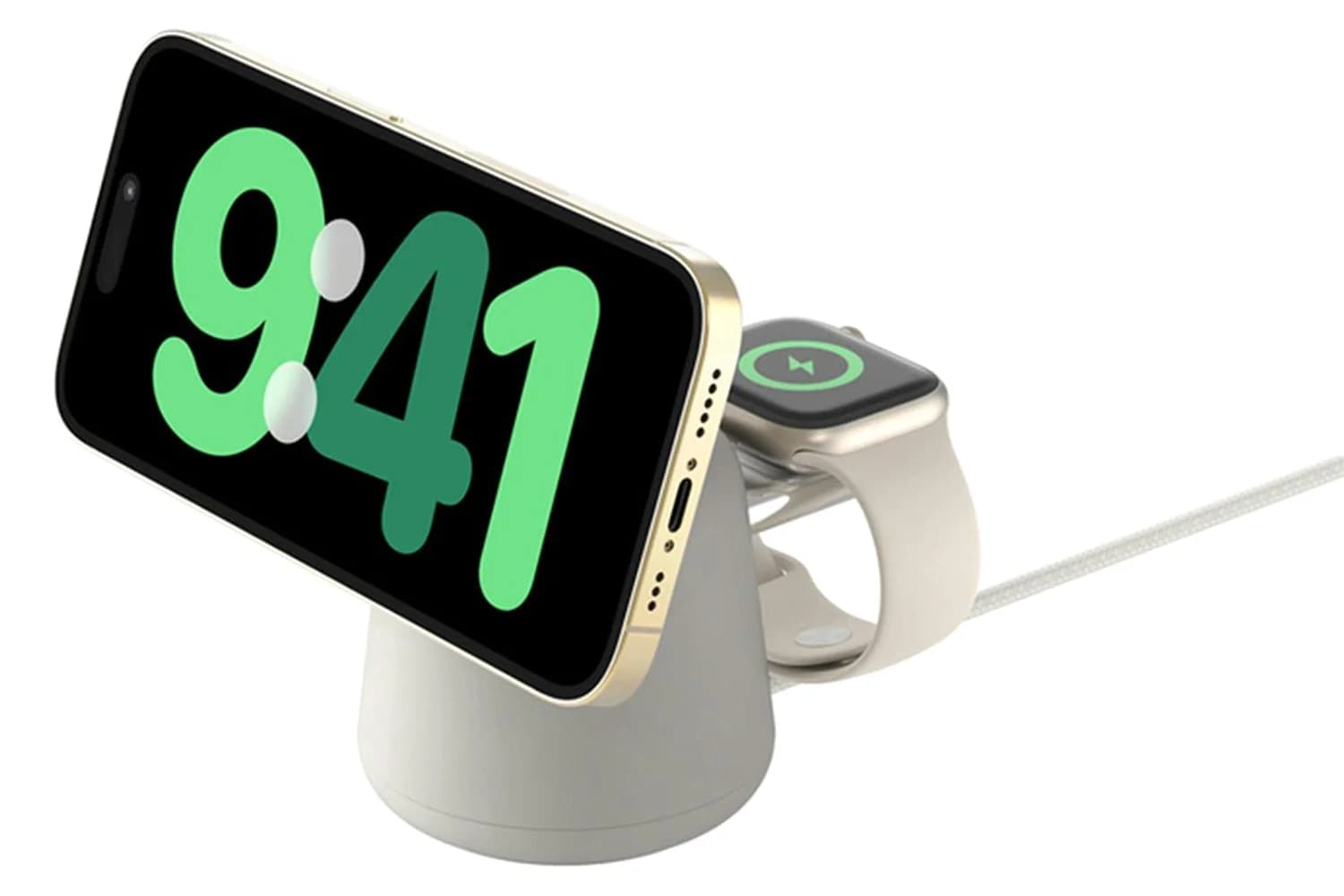Belkin BoostCharge Pro 15W 2-in-1 Wireless Charging Dock with MagSafe | White