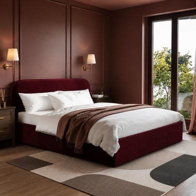 Burgundy - Upholstered End-lift Ottoman Storage Bed - Zara