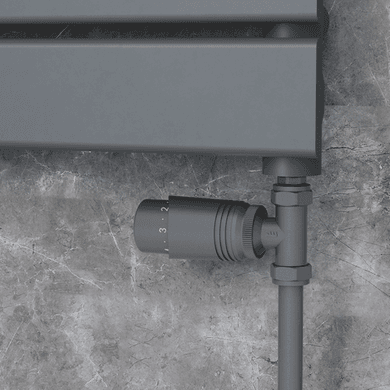 Elego Anthracite Gray Modern TRV Straight Thermostatic Radiator Valves With Lockshield