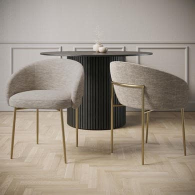 Taupe and Brass - Upholstered Dining Chairs - Cora