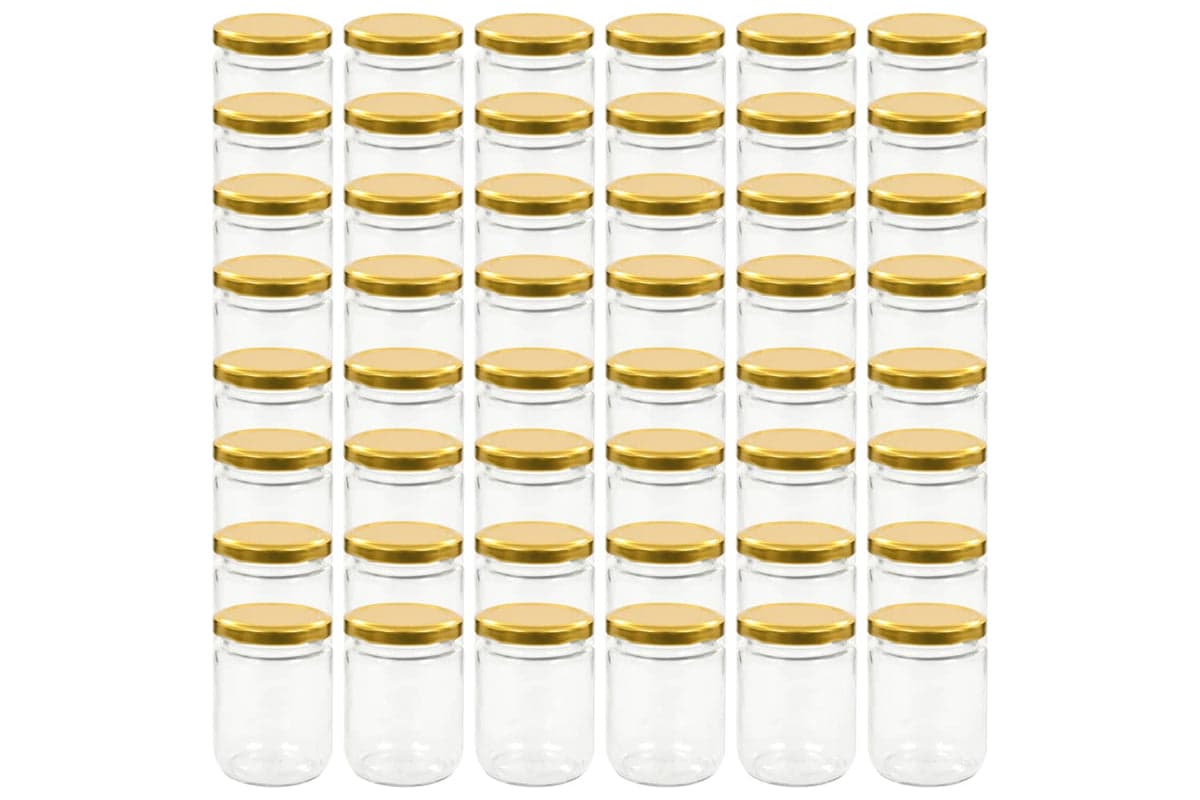 Vidaxl 50802 Glass Jam Jars With Gold Lid 48 Pcs 230 Ml