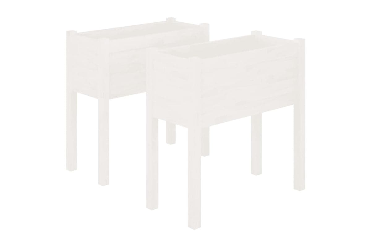 vidaXL 810822 Garden Planters 2 Pcs White 70x31x70cm Solid Pinewood