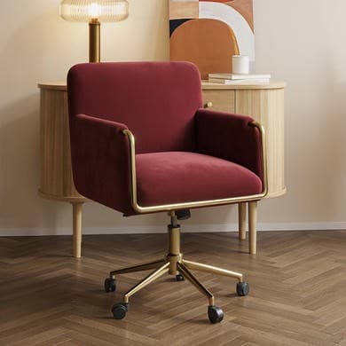 Mulberry Velvet Office Swivel Tub Chair - Sonny