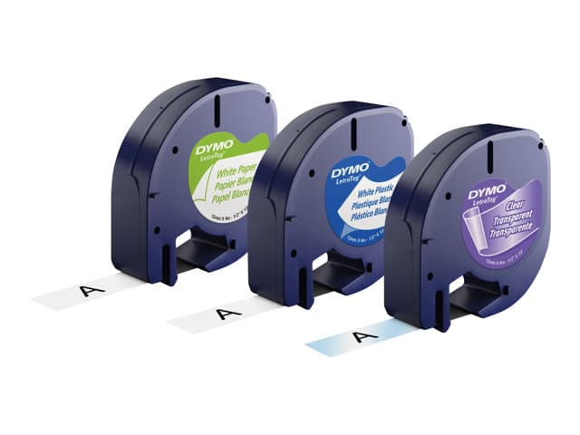 DYMO - LetraTAG Starter Pack - label tape kit - 3 roll(s) - Roll (1.2 cm x 4 m)