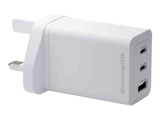 dbramante1928 - re-charge IT - Power adapter - 70 watt - 3 output connectors (2 x USB-C, USB) - white - United Kingdom