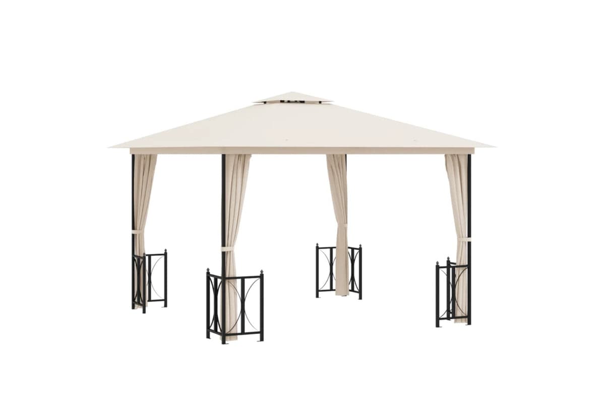 Vidaxl 318540 Gazebo With Sidewalls&double Roofs 3x3 M Cream
