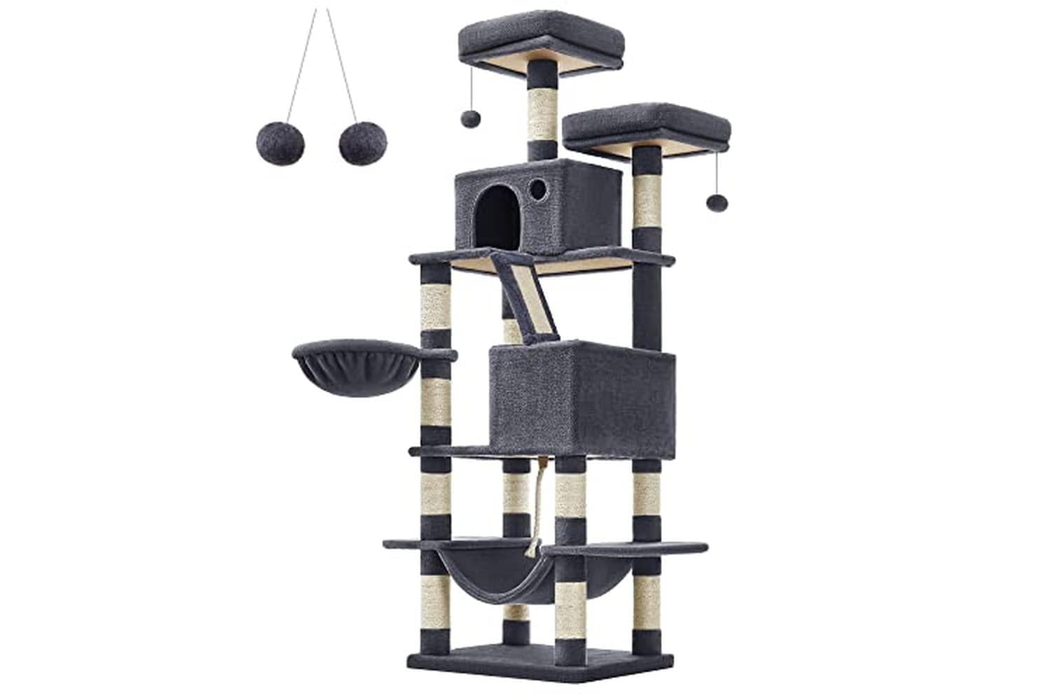 Feandrea Large Cat Scratching Post | Cat Tree | Particleboard Plush Sisal | 168 Cm