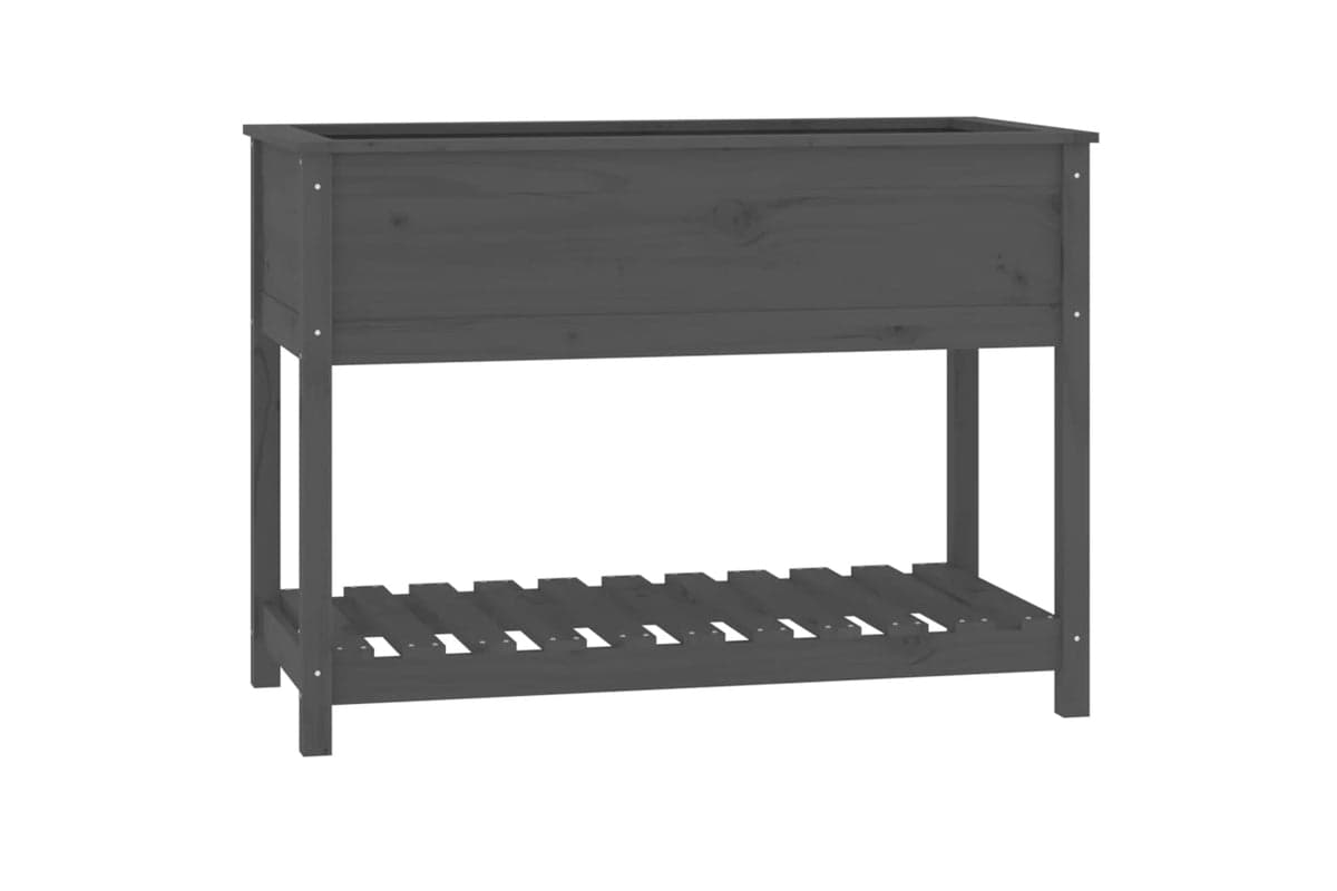vidaXL 823789 Planter With Shelf Grey 111.5x54x81cm Solid Wood Pine