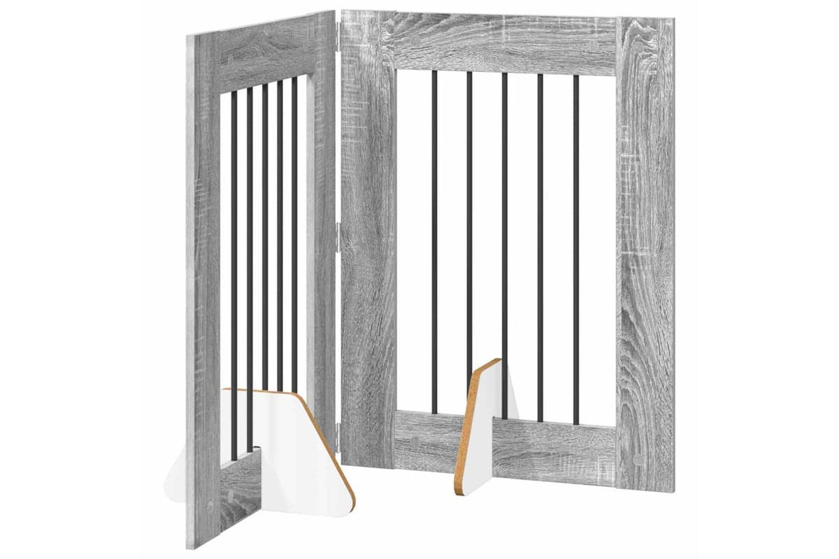 Vidaxl Foldable Dog Gate With Stands 2 Pcs Grey Sonoma 1205 Cm