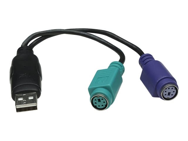 MANHATTAN - USB-A to PS/2 Converter cable, 15cm, Male to Female, Black, Connects Two PS/2 Devices via One USB-A Port, Three Year Warranty, Blister - keyboard / mouse adapter - PS/2 to USB - 19.5 cm