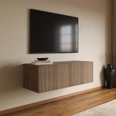 Multifunctional Walnut Ribbed TV Stand