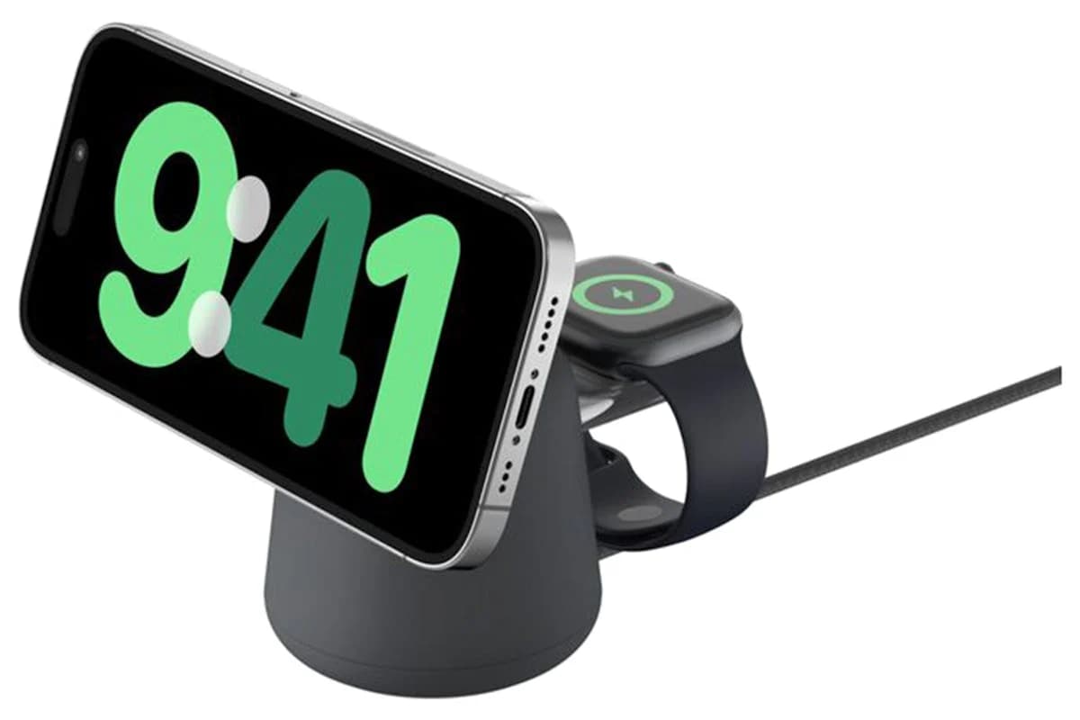 Belkin BoostCharge Pro 15W 2-in-1 Wireless Charging Dock with Qi2 | Charcoal