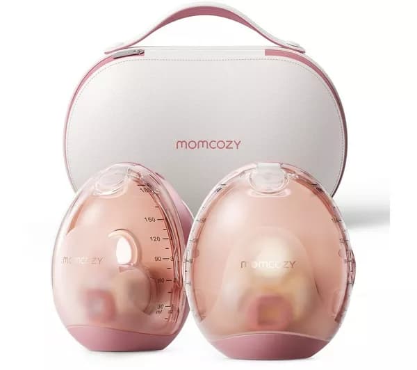 MOMCOZY Air 1 Ultra-slim Double Electric Breast Pump - White & Pink