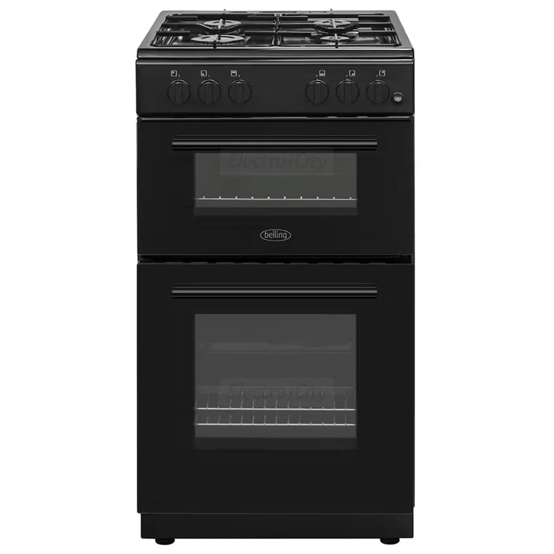 Belling 50cm Freestanding Double Oven Gas Cooker | Black