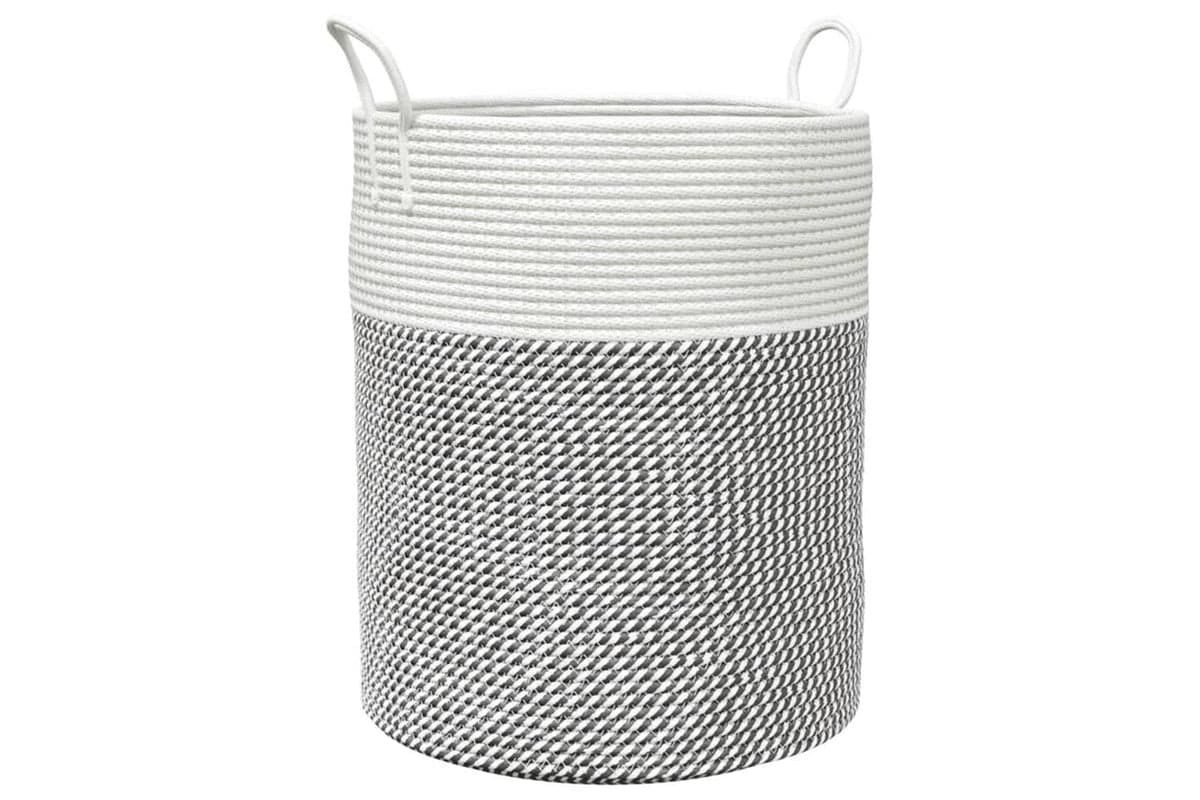 Storage Basket Grey And White 38x46 Cm Cotton