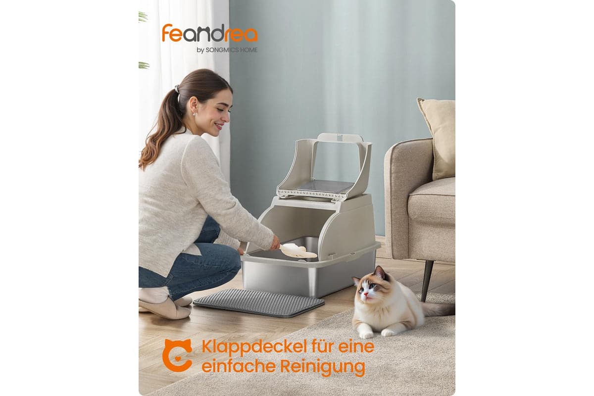 Feandrea Stainless Steel Cat Litter Box | Cat Litter Box | Stainless Steel | Extra Large