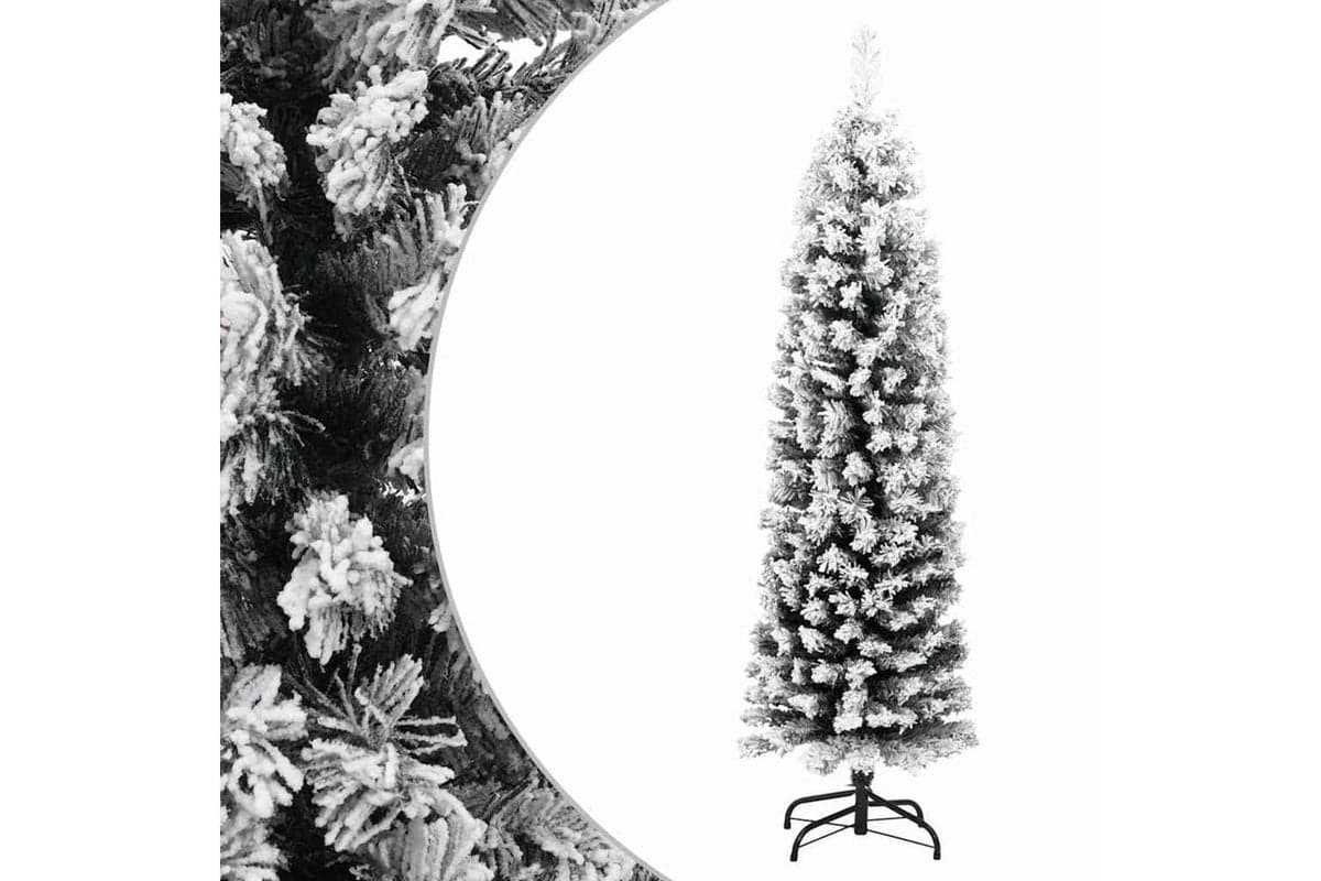 Vidaxl Slim Artificial Christmas Tree With Flocked Snow Green 120 Cm