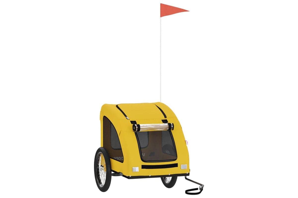 Vidaxl Pet Bike Trailer Yellow Oxford Fabric And Iron