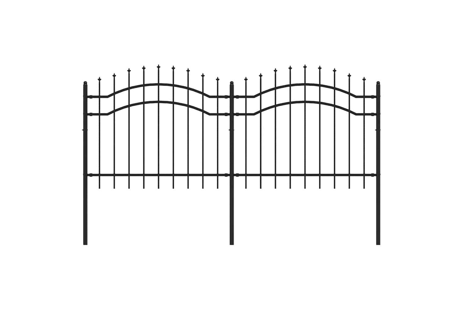vidaXL 151080 Garden Fence With Spear Top Black 140cm Powder-coated Steel