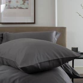 400 Thread Count 100% Combed Cotton Housewife Pillowcase Pair Dark Grey