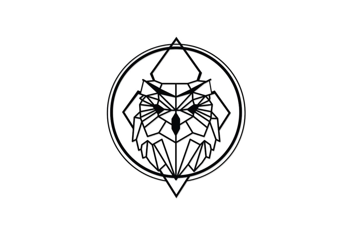 Decortie | Owl Metal Wall Art Sculpture | Black | 55 x 47 cm