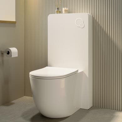 Back to Wall Toilet with White Glass Cabinet, Cistern & Pneumatic Dual Flush Button - Roma