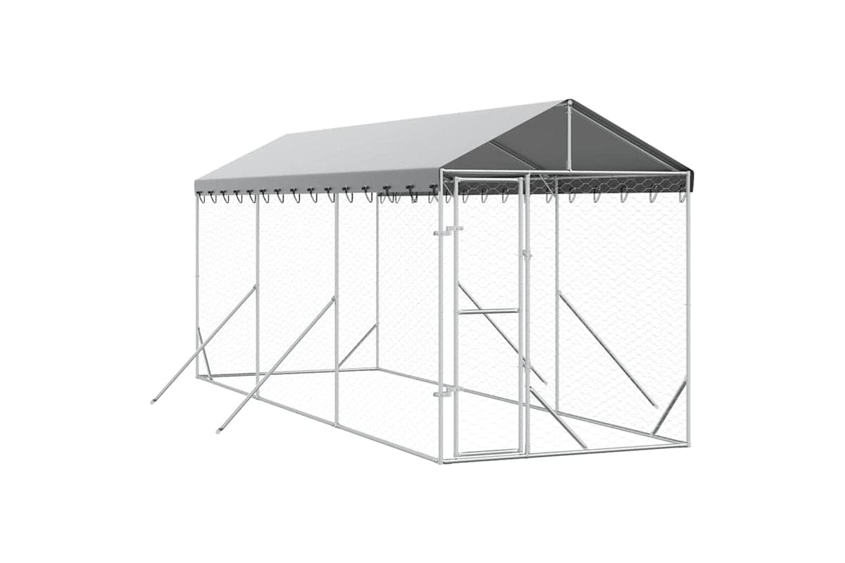 Vidaxl 3190483 Outdoor Dog Kennel With Roof Silver 2x6x2.5 M Galvanised Steel