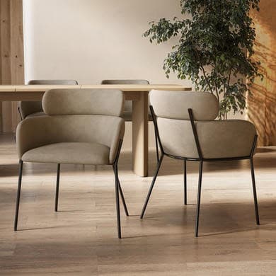 Beige Faux Leather - Curved Dining Chairs - Isla