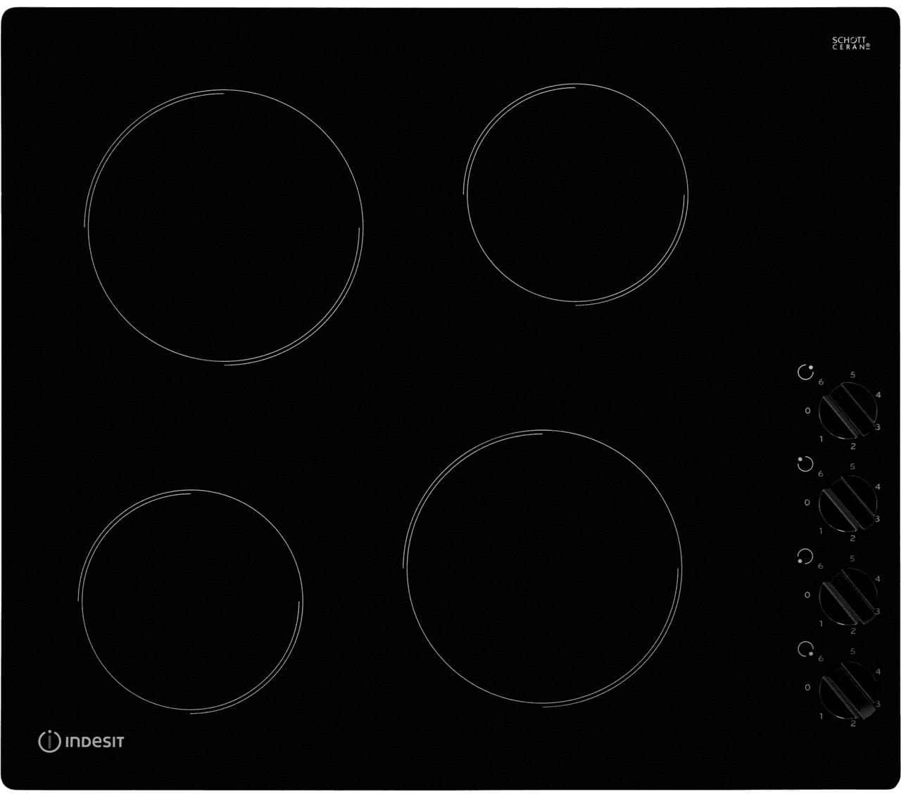 Indesit RI860C, 58cm, Ceramic Hob, Black