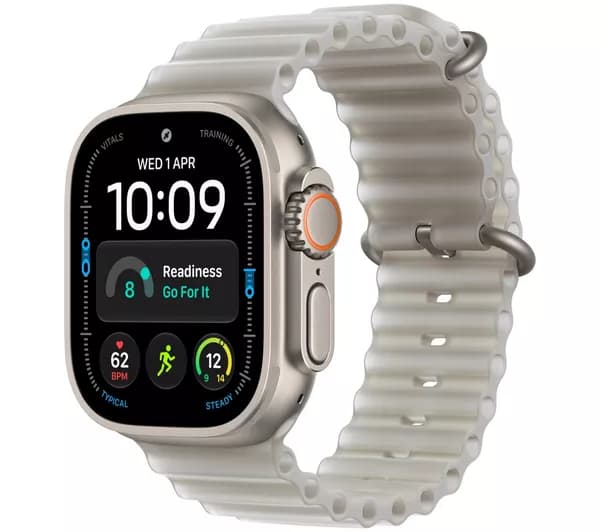 APPLE Watch Ultra 4 Cellular - 49 mm Natural Titanium Case with Translucent Gray Ocean Loop