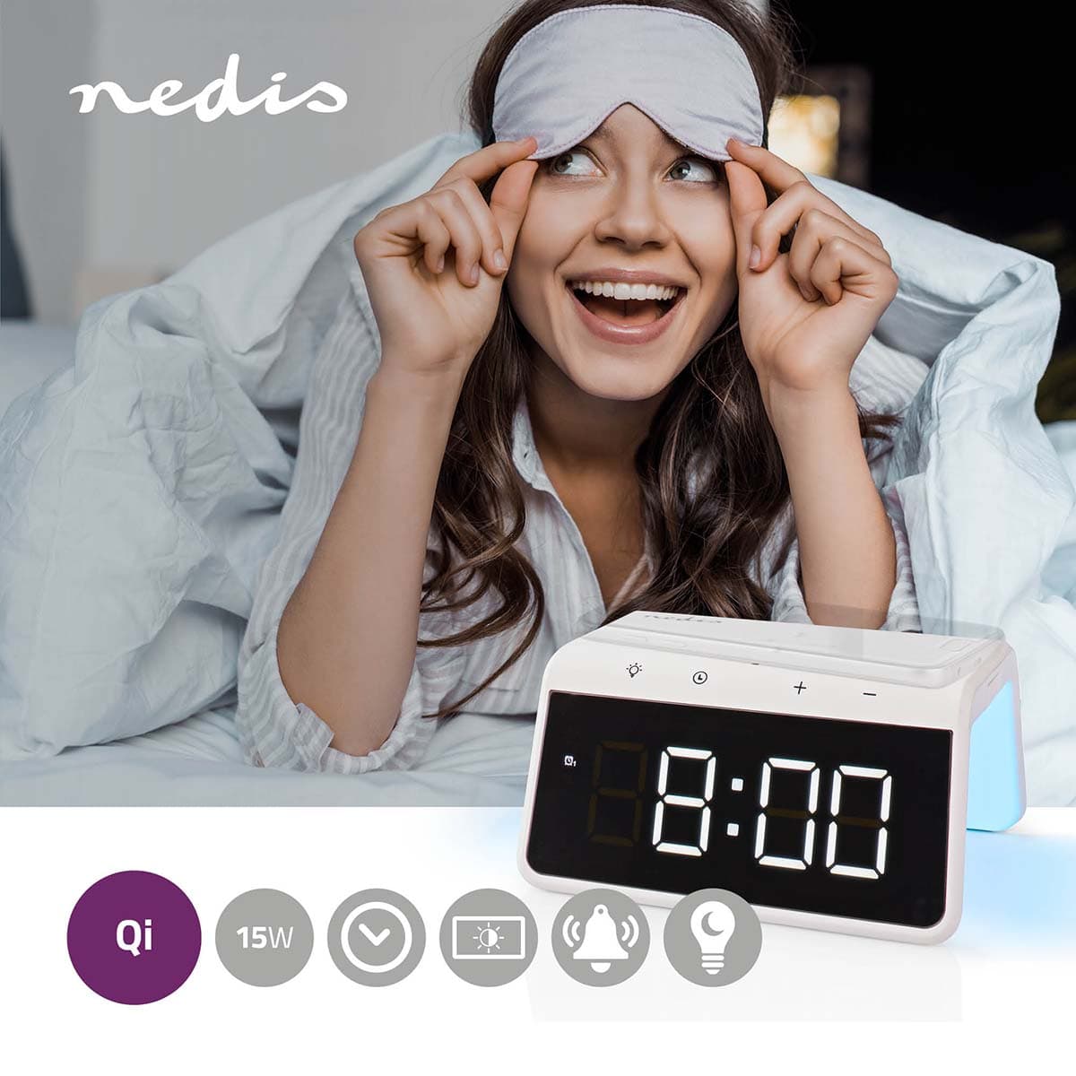 NEDIS            ALARM CLOCK WITH WIRELESS MOBILE CHARGING
