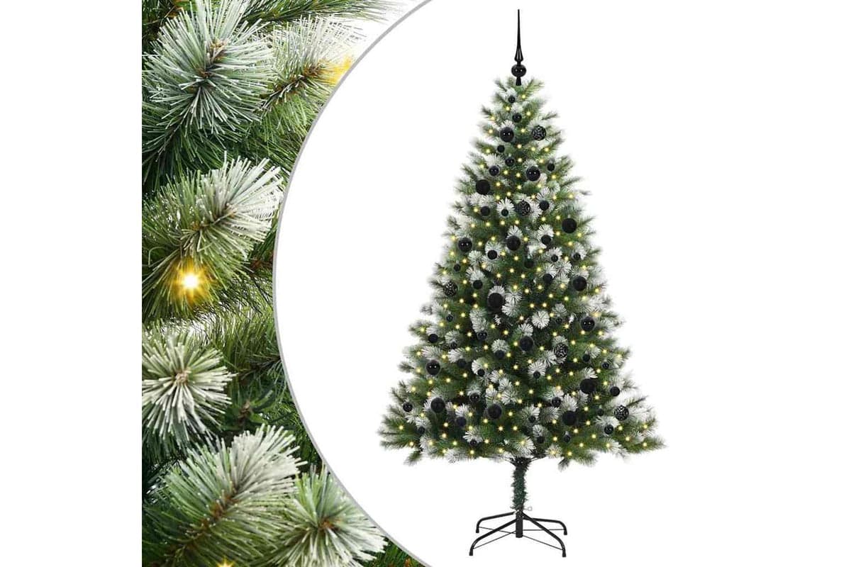 Vidaxl Artificial Hinged Christmas Tree With Flocked Snow 300 Leds